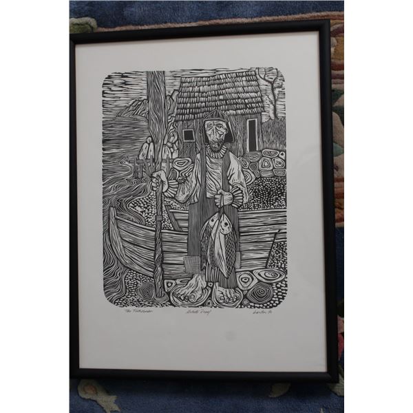 Signed Carter Watson Artists Proof “The Fisherman” Local Artist   16”x21”