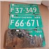 3 Saskatchewan License Plate 1969 F plates