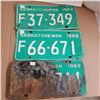 Image 2 : 3 Saskatchewan License Plate 1969 F plates