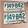 Saskatchewan License Plate 1974 F plate