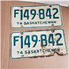 Image 2 : Saskatchewan License Plate 1974 F plate