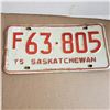 Saskatchewan License Plate 1975 F plate