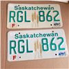 Image 2 : Saskatchewan License Plate 1991 matching pair