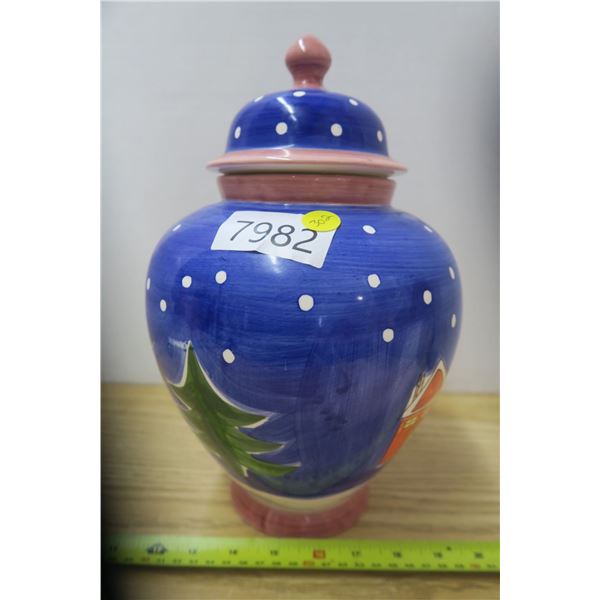 Snowman Winter Scene Cookie Jar