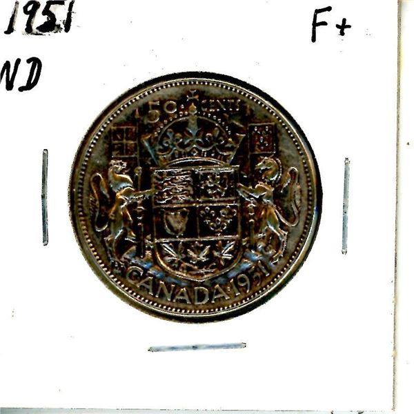 1951 Canadian 50 Cent Piece ND F+