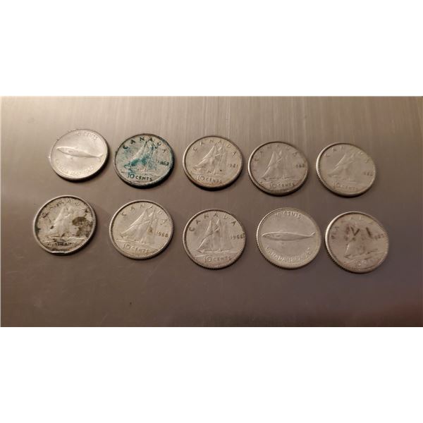 10 Canadian silver dimes
