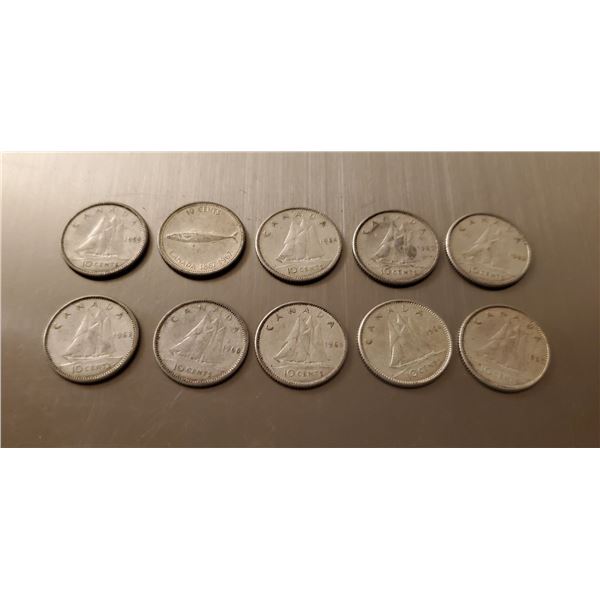 10 Canadian silver dimes