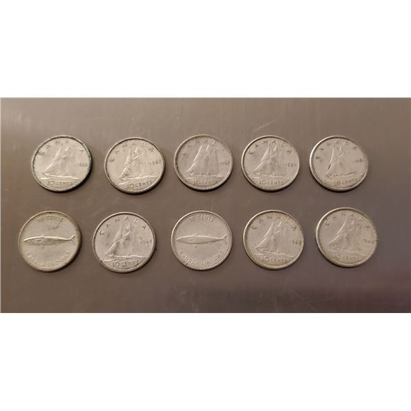 10 Canadian silver dimes