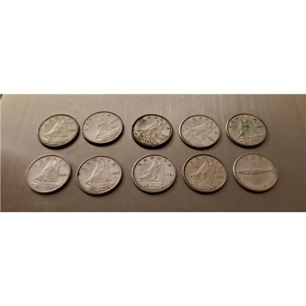 10 Canadian silver dimes