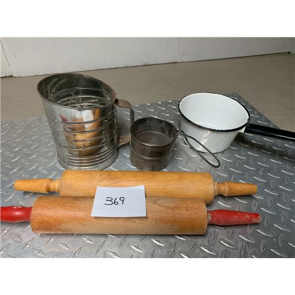 Vintage Sifters and rolling pins