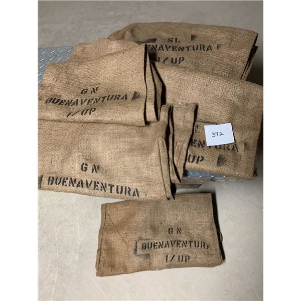 Five New Burlap Bags with Advertising - 40" long 18" wide