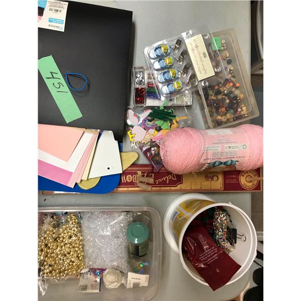 Assorted craft supplies and beads