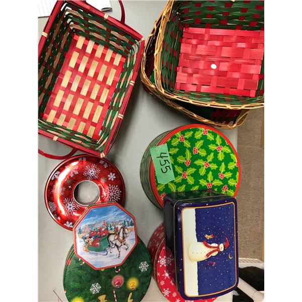 Christmas tins and baskets