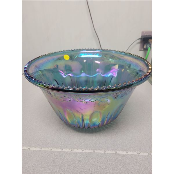 Carnival glass punch bowl grape pattern