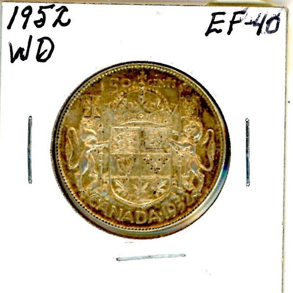 1952 Canadian 50 Cent Piece  WD EF-40
