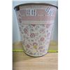 Metal Garbage Can w/ Floral Wallpaper Covering
