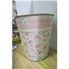 Image 2 : Metal Garbage Can w/ Floral Wallpaper Covering