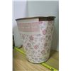 Image 3 : Metal Garbage Can w/ Floral Wallpaper Covering