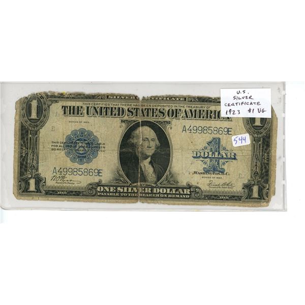 U.S. 1923 One Dollar Silver Certificate. Blue Seal. With this note, you could demand an American sil