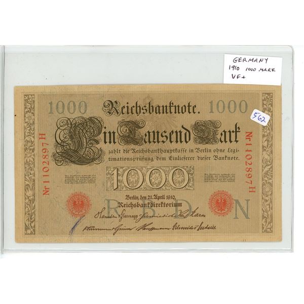 Germany. 1910 1000 Mark note. VF+.