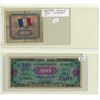Liberated France. Lot of 2 notes: 1944 5 Francs and 1944 50 Francs. F and VF.