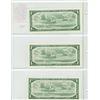 Image 2 : Lot of 3 Consecutive Serial Number 1954 Modified Portrait $1 Replacement Notes.  Beattie-Rasminsky s