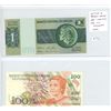 Lot of 2 notes from Brazil. 1980 1 cruzeiro & 1990 100 cruzeiros. Unc.