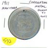 1911 Manitoba Coronation Medal for King George V and Queen Mary. Manitoba Coat of Arms with Bison on