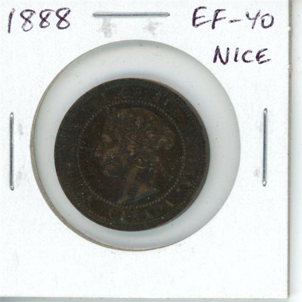 1888 Canadian Victorian Large Cent. EF-40. Nice.