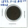 Image 1 : 1892 Obverse 3 Canadian Victorian Large Cent. F-15.