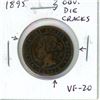 Image 1 : 1895 Canadian Victorian Large Cent with 3 Obverse Die Cracks. VF-20.