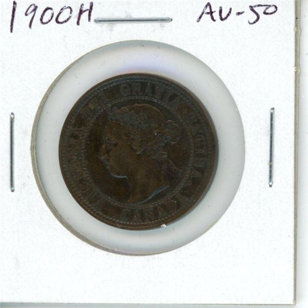 1900H Canadian Victorian Large Cent. Heaton Mint. AU-50. Nice.