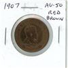 Image 1 : 1907 Canadian Large Cent. AU-50. Red & Brown. Nice.