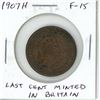 Image 1 : 1907H Canadian Large Cent. Heaton Mint. The last cent minted in Britain. Key Date. F-15.