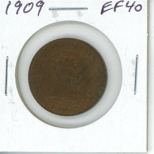 1909 Canadian Large Cent. EF-40. Nice.