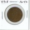 Image 1 : 1918 Canadian Large Cent. The last year of World War I. AU-50. Nice.