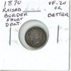 Image 1 : 1870 Raised Border with Short Denticles Canadian Victorian Silver 5 Cents. VF-20 or better.