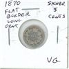 Image 1 : 1870 Flat Border with Long Denticles Canadian Victorian Silver 5 Cents. VG-8.