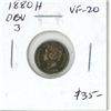 Image 1 : 1880H Obverse 3 Canadian Victorian Silver 5 Cents. Heaton Mint. VF-20.