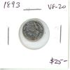 1893 Canadian Victorian Silver 5 Cents. VF-20.
