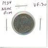 Image 1 : 1934 Near Rim Canadian Nickel 5 Cents. S is Near Rim. VF-30.