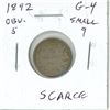 1892 Small 9 Obverse 5 Canadian Victorian Silver 10 Cents. G-4. Scarce.
