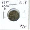 Image 1 : 1899 Small 99 Canadian Victorian Silver 10 Cents. VG-8.