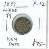 Image 1 : 1899 Large 99 Canadian Victorian Silver 10 Cents. Key Date. F-12.