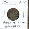 1911 Canadian Silver 10 Cents. The first 10 cents issued for King George V. F-15.