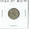 1920 Canadian Silver 10 Cents. EF-40. Nice.