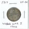 1917 Canadian Silver 25 Cents. World War I issue. VF-20. Nice.