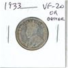 1933 Canadian Silver 25 Cents. VF-20 or better. Nice.