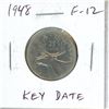 Image 1 : 1948 Canadian Silver 25 Cents. Key Date. F-12.