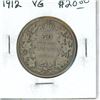 1912 Canadian Silver 50 Cents. Key Date. Mintage of 385,867. VG-8.